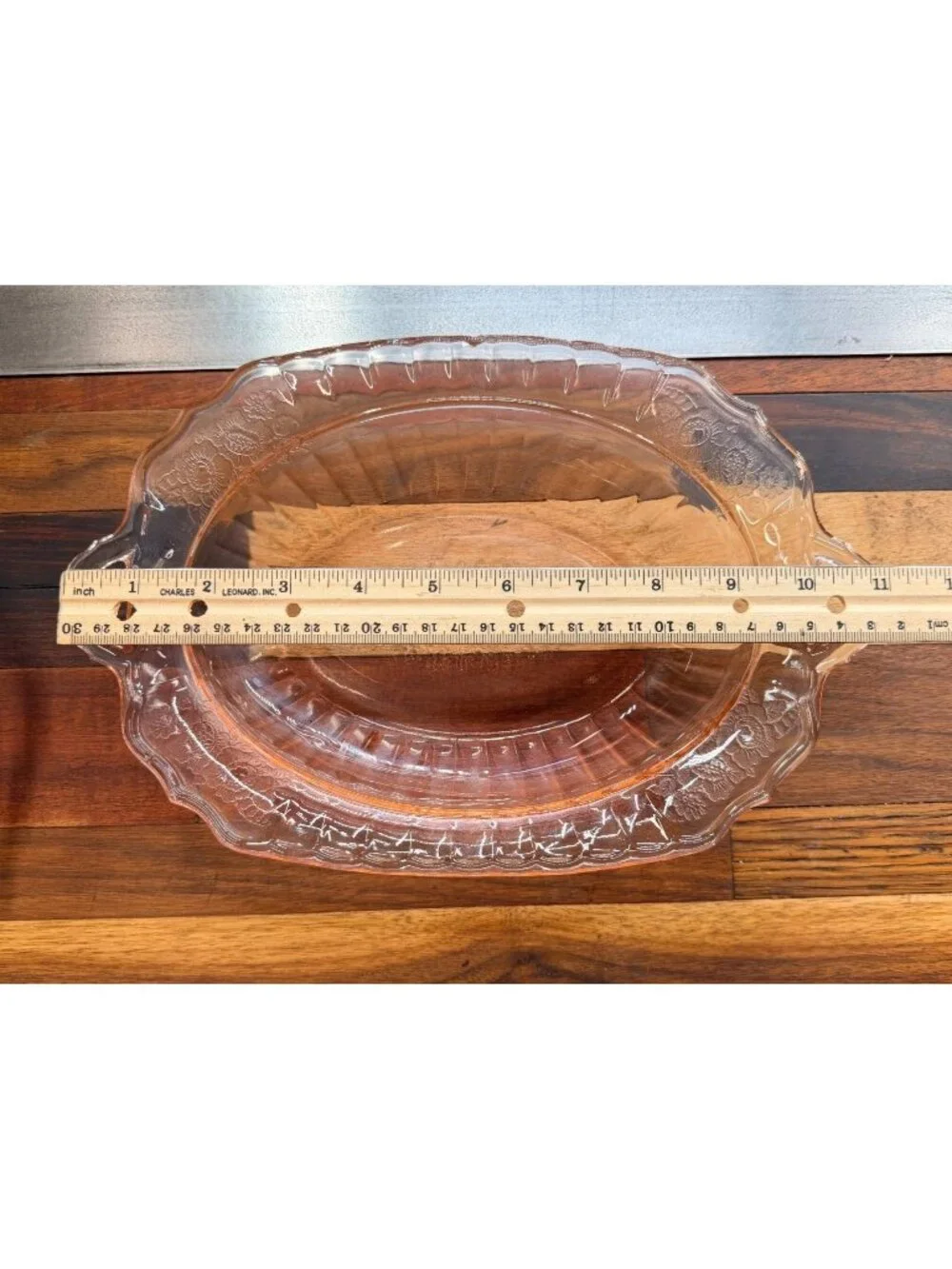 Vintage Anchor Hocking Mayfair Open Rose pink depression glass oval handled serv